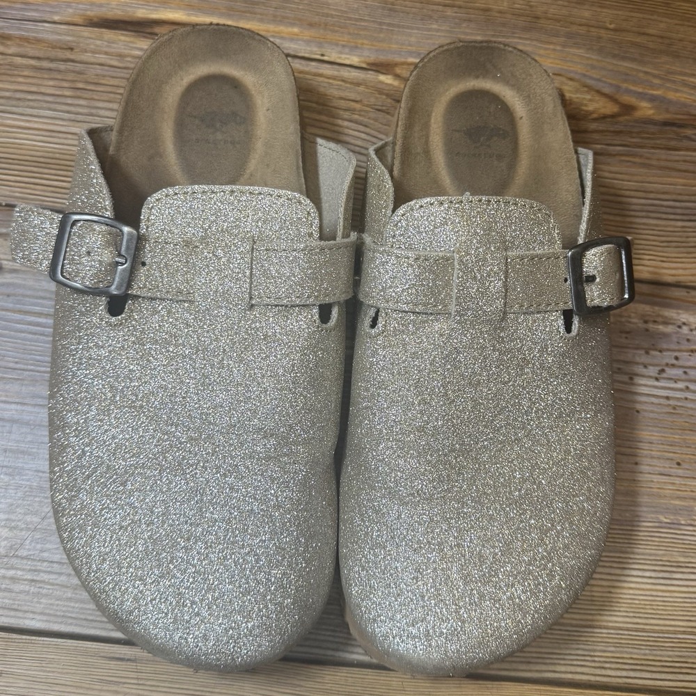 Rocket Dog Kids Size 2 Gold Glitter Clogs Slip On Mule Shoes Adjustable Buckle